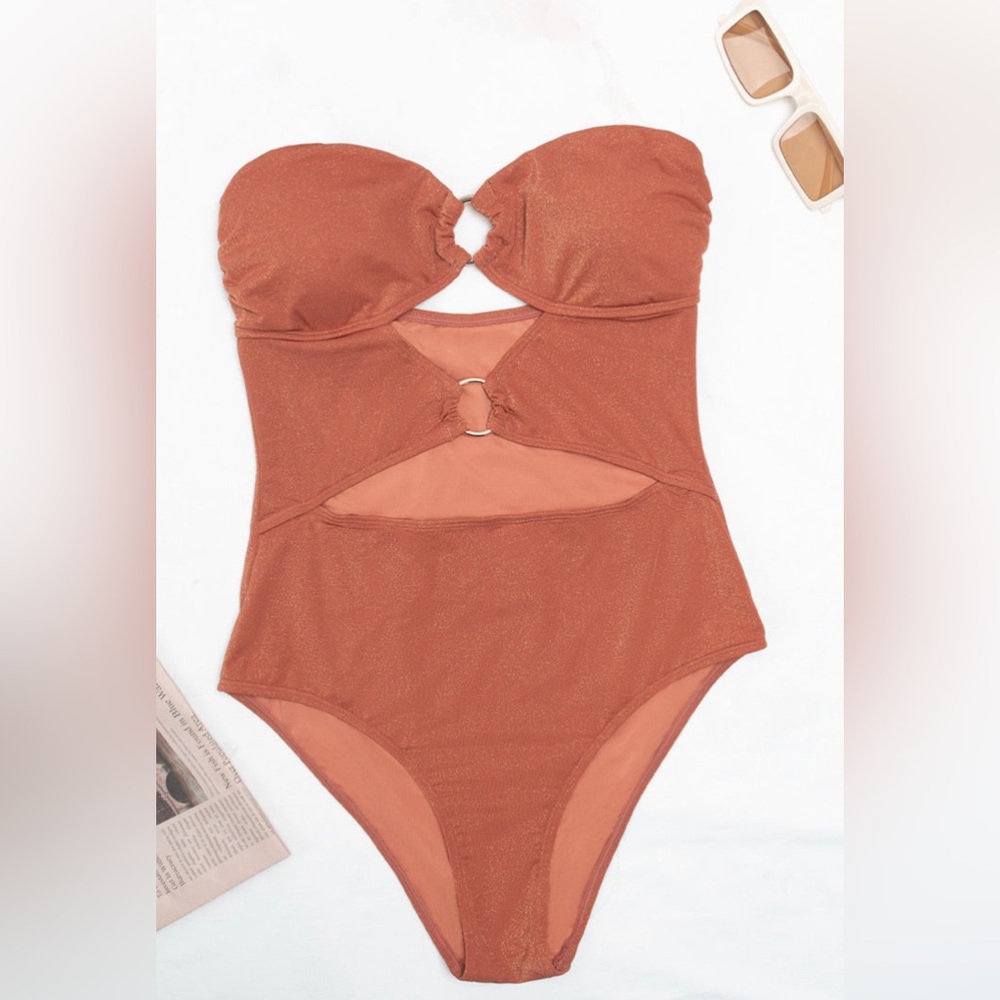 🧡 Cupshe Brook O-Ring Halter Cut-out One Piece Swimsuit - Picture 2 of 9